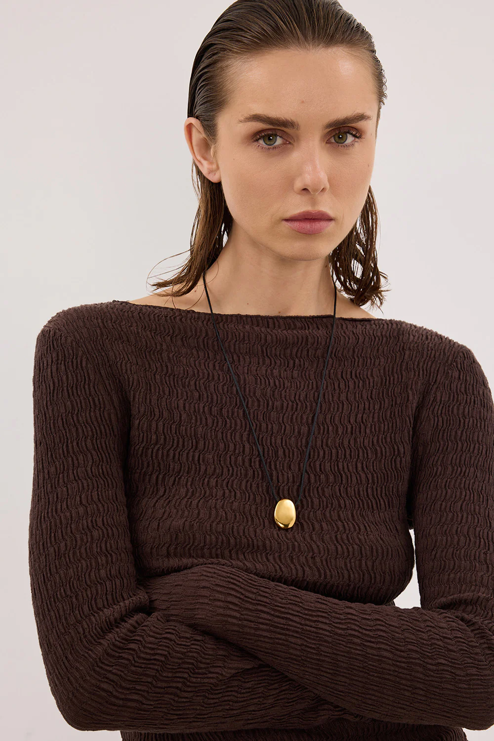 MELISSA CHOC LONG SLEEVE KNIT TOP - Gamepaces