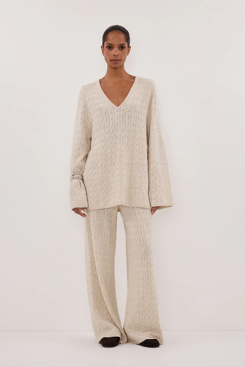 MAREN CHALK CABLE KNIT JUMPER - Gamepaces