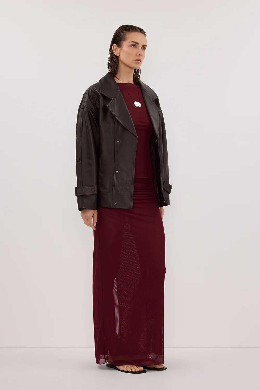 NYRA WINE COLUMN MIDI SKIRT - Gamepaces