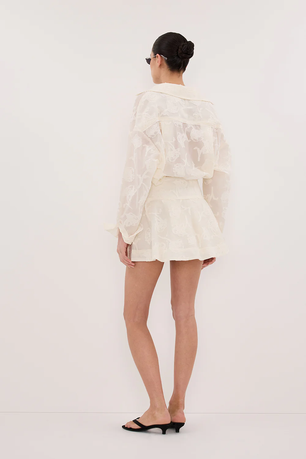 AZALEA OFF WHITE JACQUARD MINI SKIRT - Gamepaces