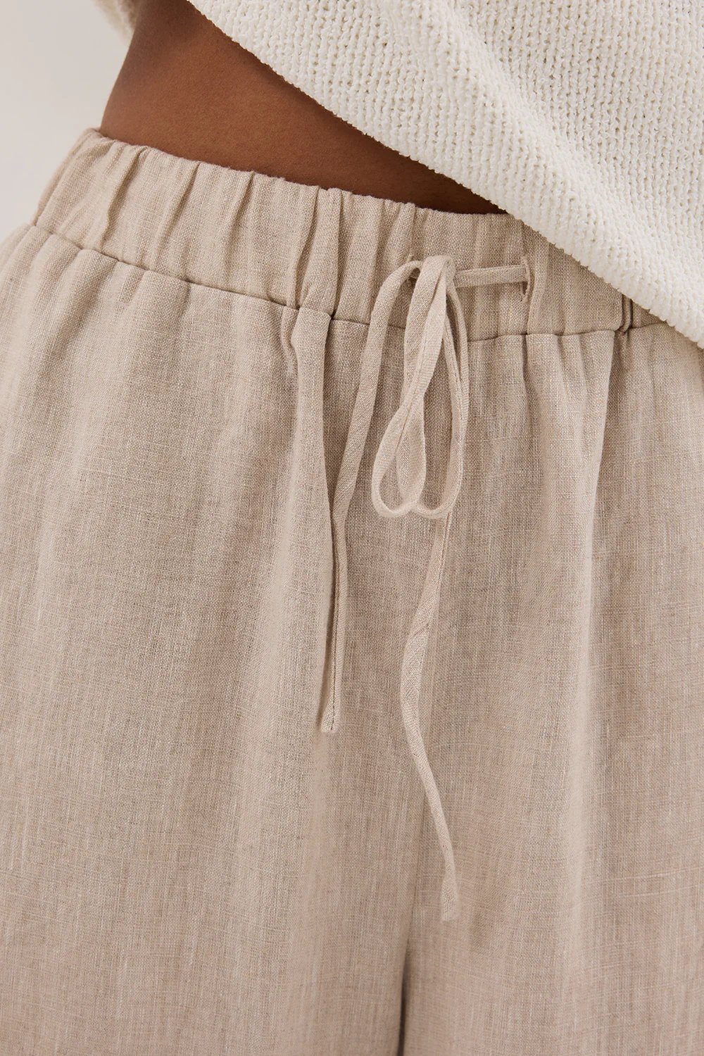 GINA NATURAL LINEN WAIST PANT - Gamepaces