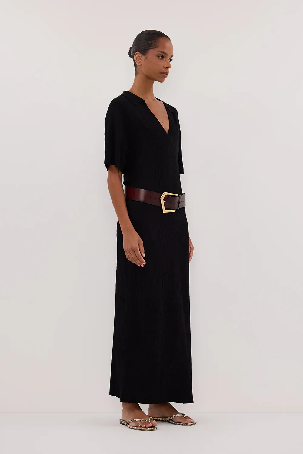 ALIAS BLACK POLO KNIT MIDI DRESS - Gamepaces