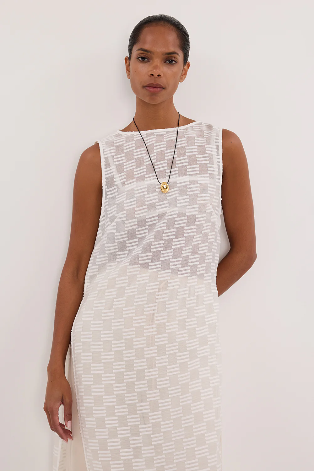 ELBA WHITE SHEER TUNIC TOP - Gamepaces