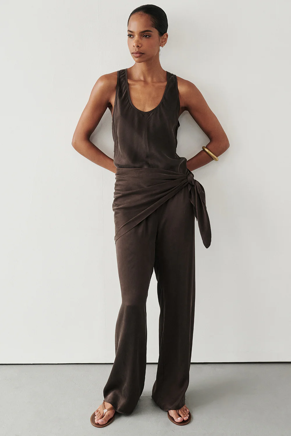 PERCY BITTER CHOC SILK PANT - Gamepaces