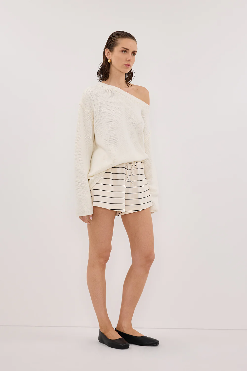 ESME OFF WHITE STRIPE SHORT - Gamepaces