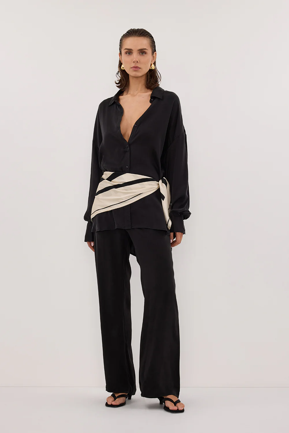 PERCY BLACK SILK LONG SLEEVE SHIRT - Gamepaces