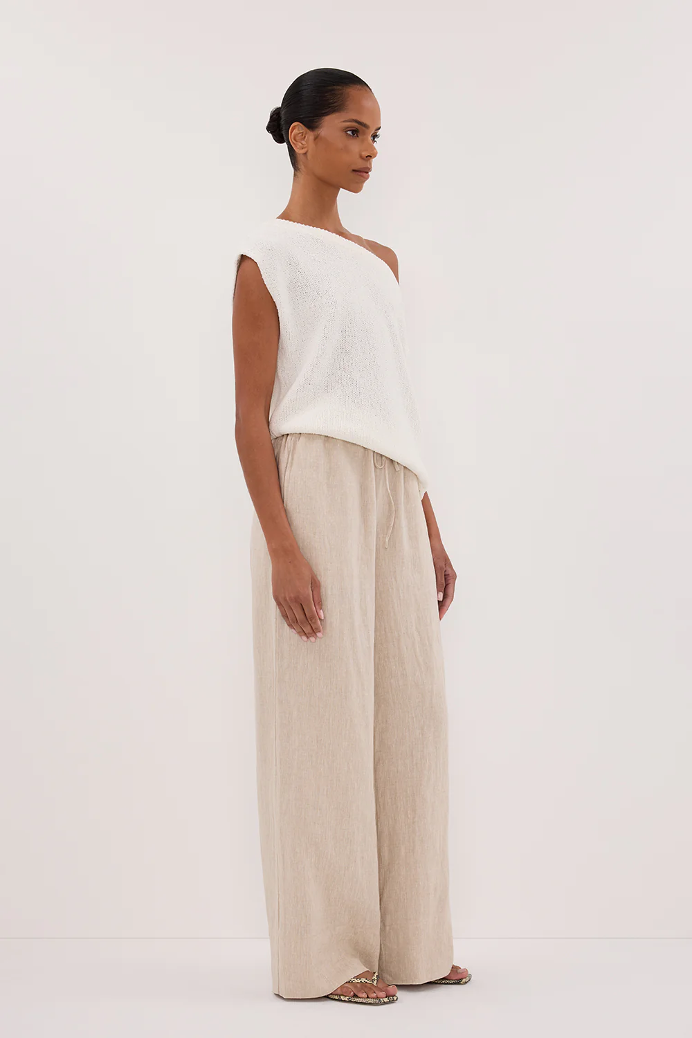 GINA NATURAL LINEN WAIST PANT - Gamepaces