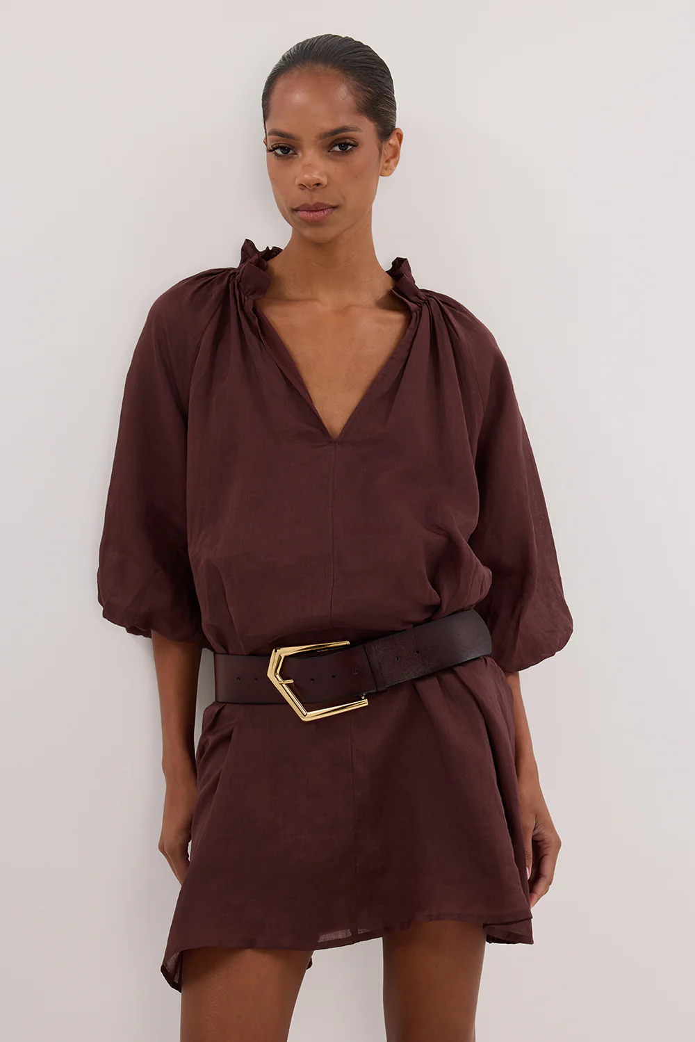ELLIE WALNUT RAMIE SMOCK DRESS - Gamepaces