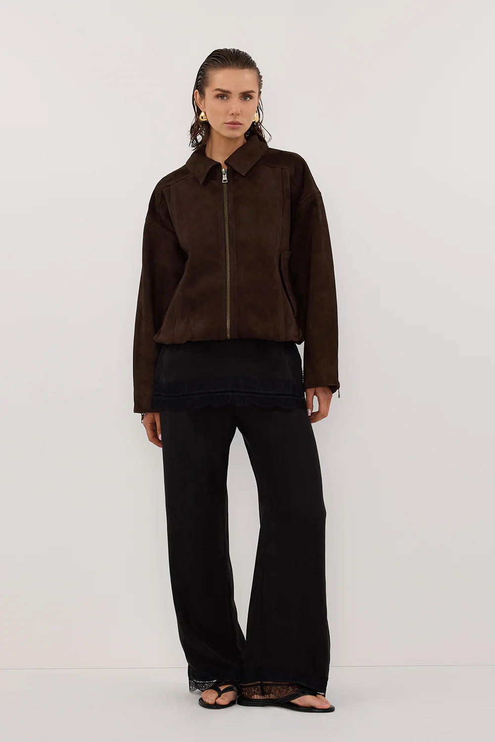 DENVER BITTER CHOC SUEDE LEATHER BOMBER JACKET - Gamepaces