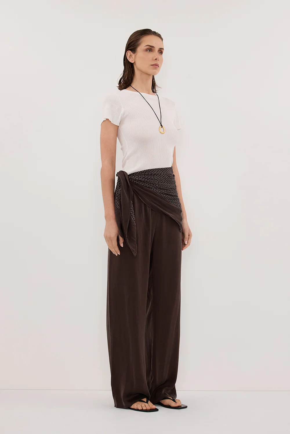 TIA CHOC MICRO CHECK SCARF TOP - Gamepaces