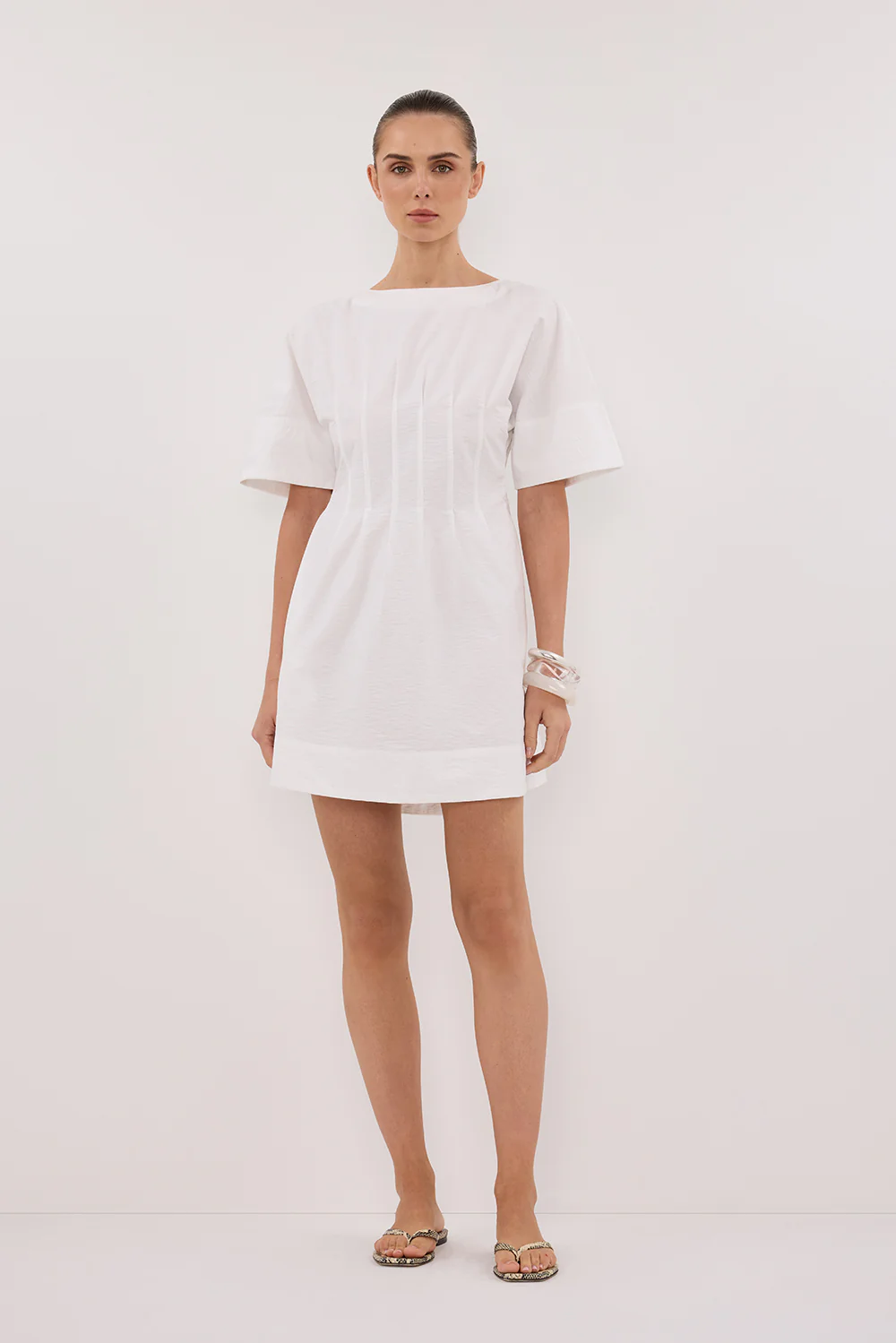 DAPHNE WHITE SLEEVED MINI DRESS - Gamepaces