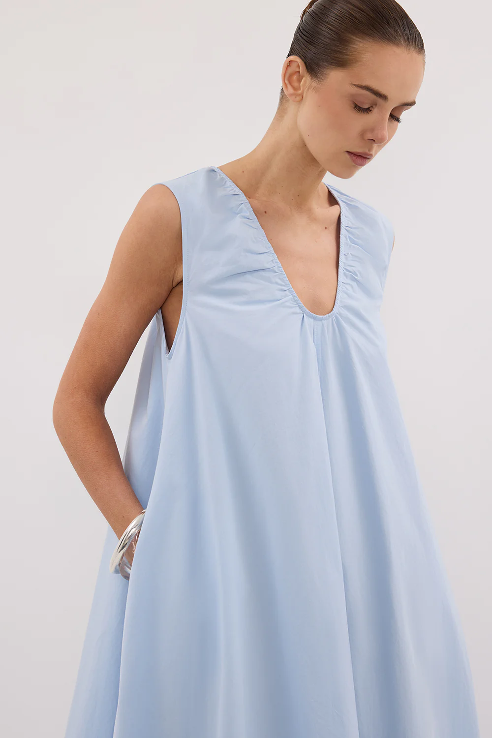GABBY CORNFLOWER OVERSIZED COTTON MIDI DRESS - Gamepaces