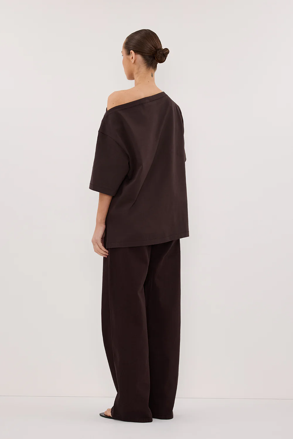 ESME BITTER CHOC ASYM BOAT NECK TEE - Gamepaces