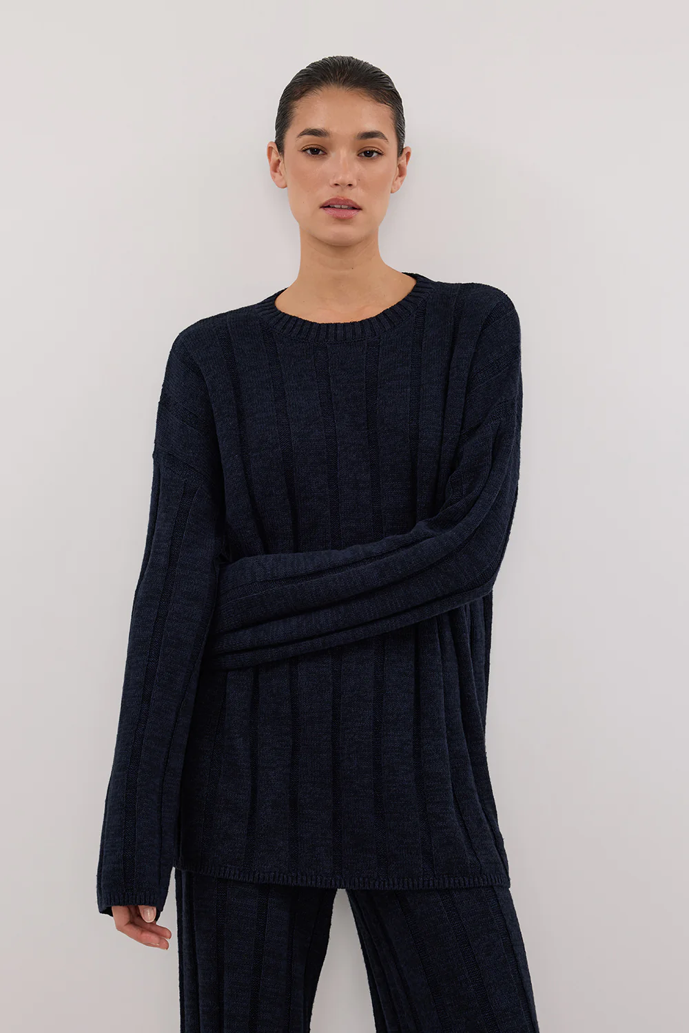 JAZZ INDIGO CREW NECK KNIT TOP - Gamepaces