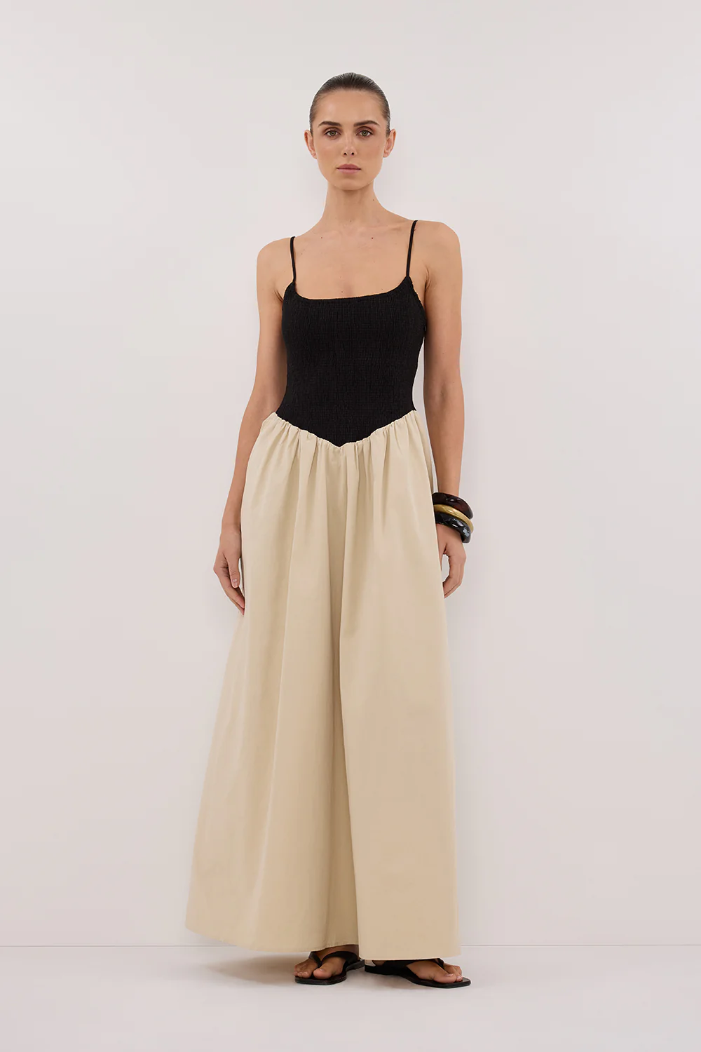 MILANO BLACK AND STONE MIDI DRESS - Gamepaces