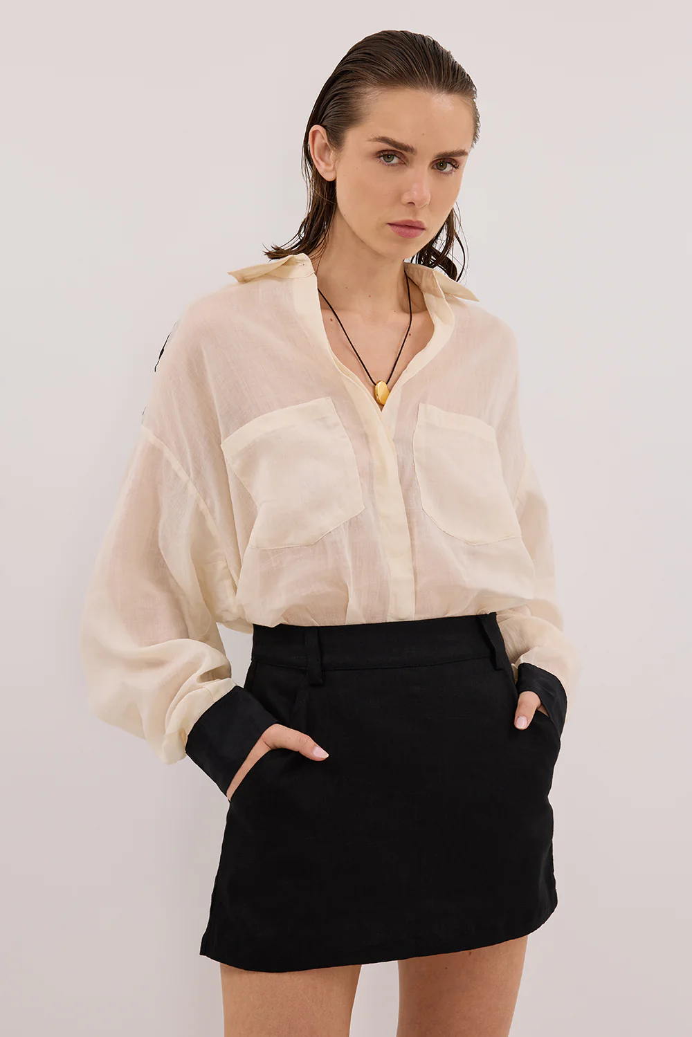 EVIE BLACK LINEN SKORT - Gamepaces