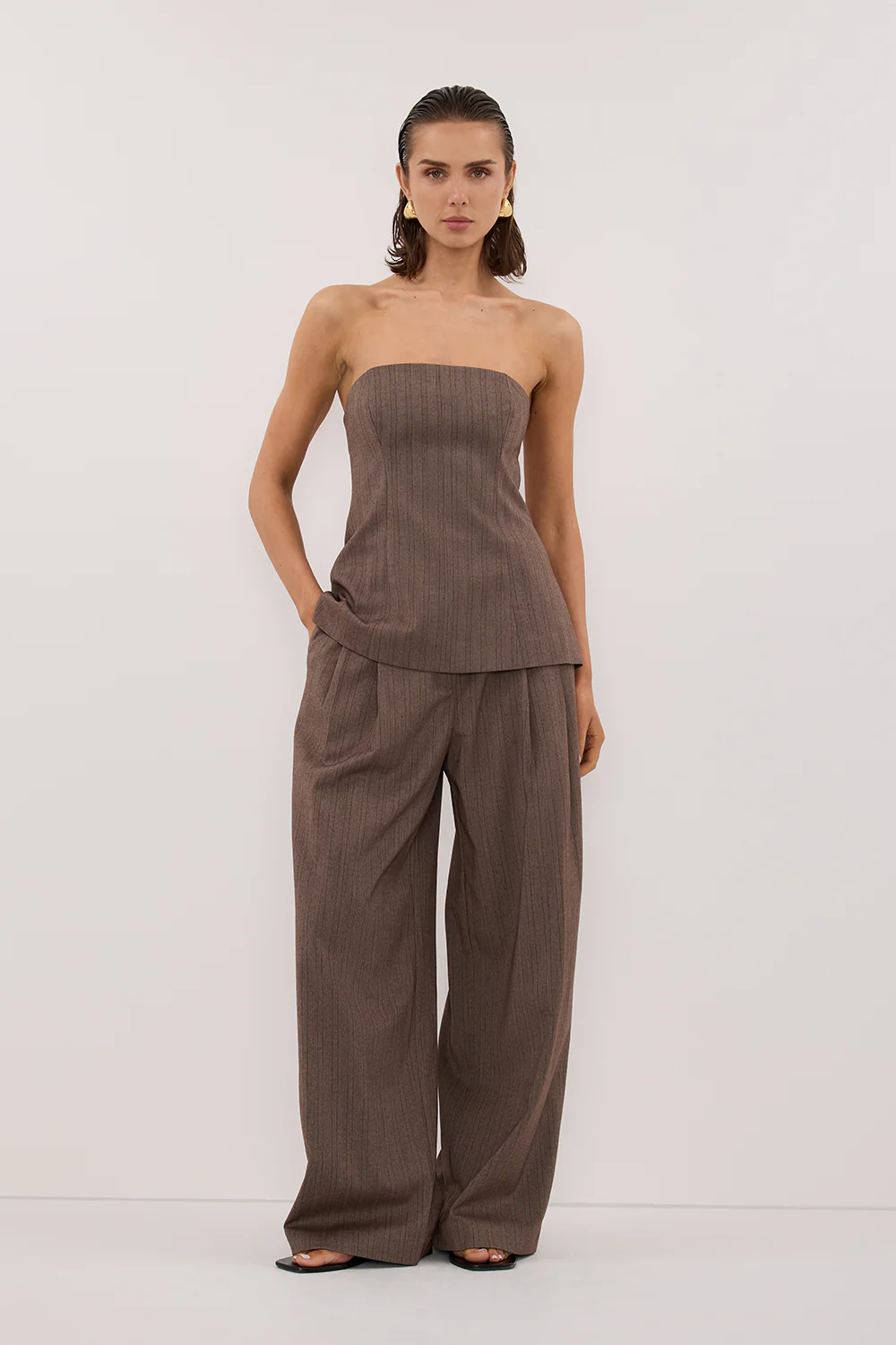 HAILEY CHOC STRIPE RELAXED PANT - Gamepaces