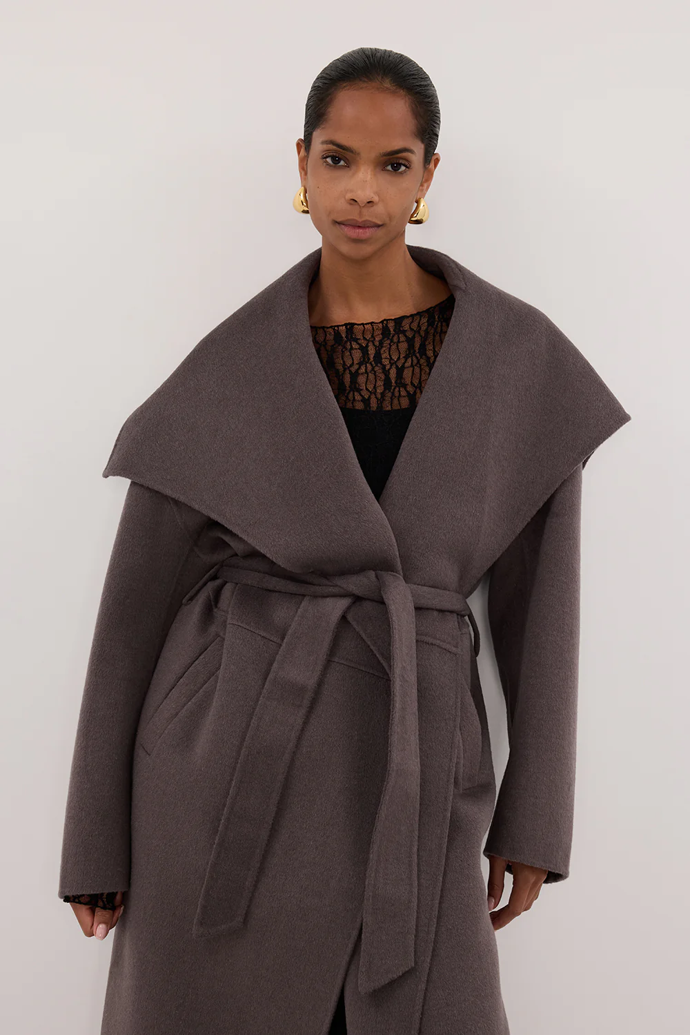 LUCIA TURKISH COFFEE OVERSIZED MARLE COAT - Gamepaces
