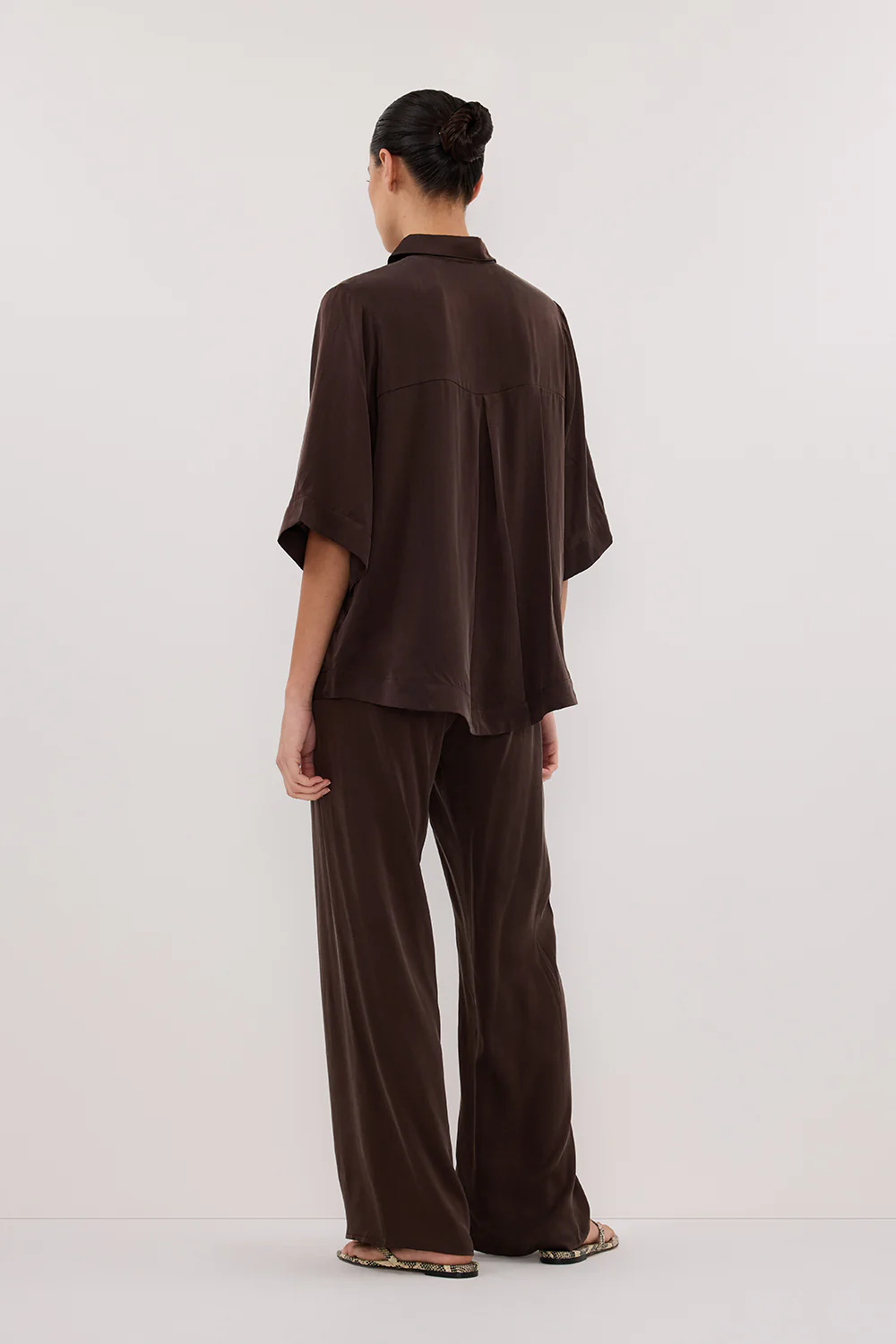 PERCY BITTER CHOC SILK SHIRT - Gamepaces