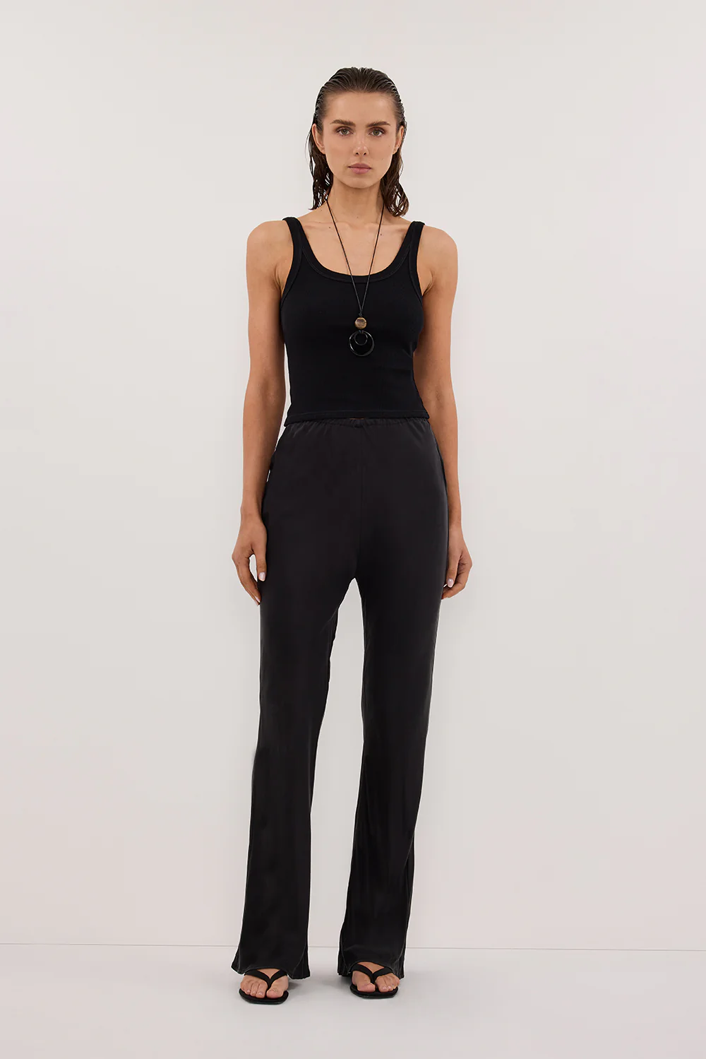 KYRA BLACK SILK BIAS PANTS - Gamepaces