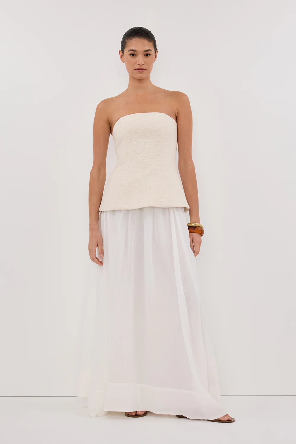 NIA NATURAL STRAPLESS TOP - Gamepaces