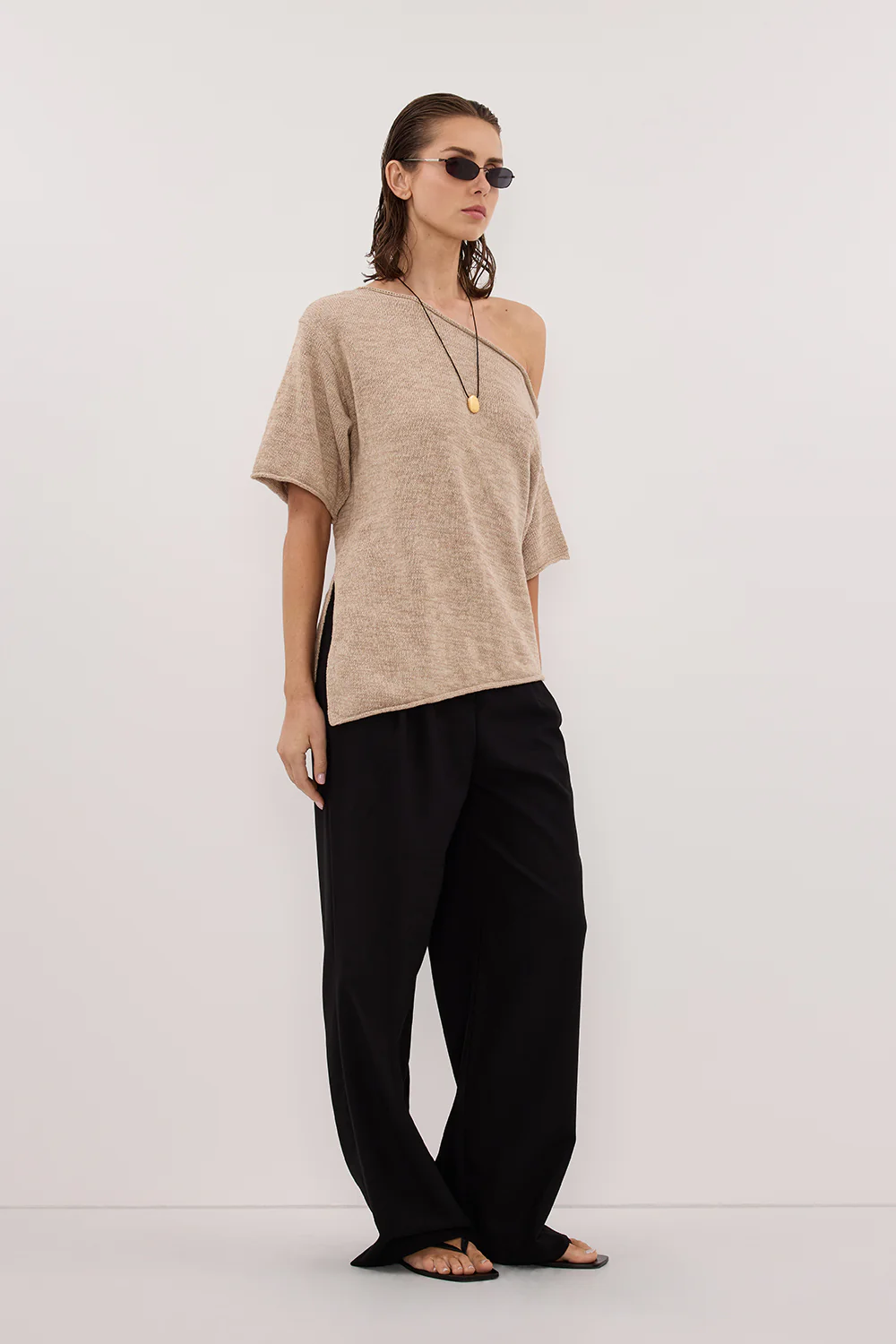 RICK NATURAL ASYM KNIT TOP - Gamepaces