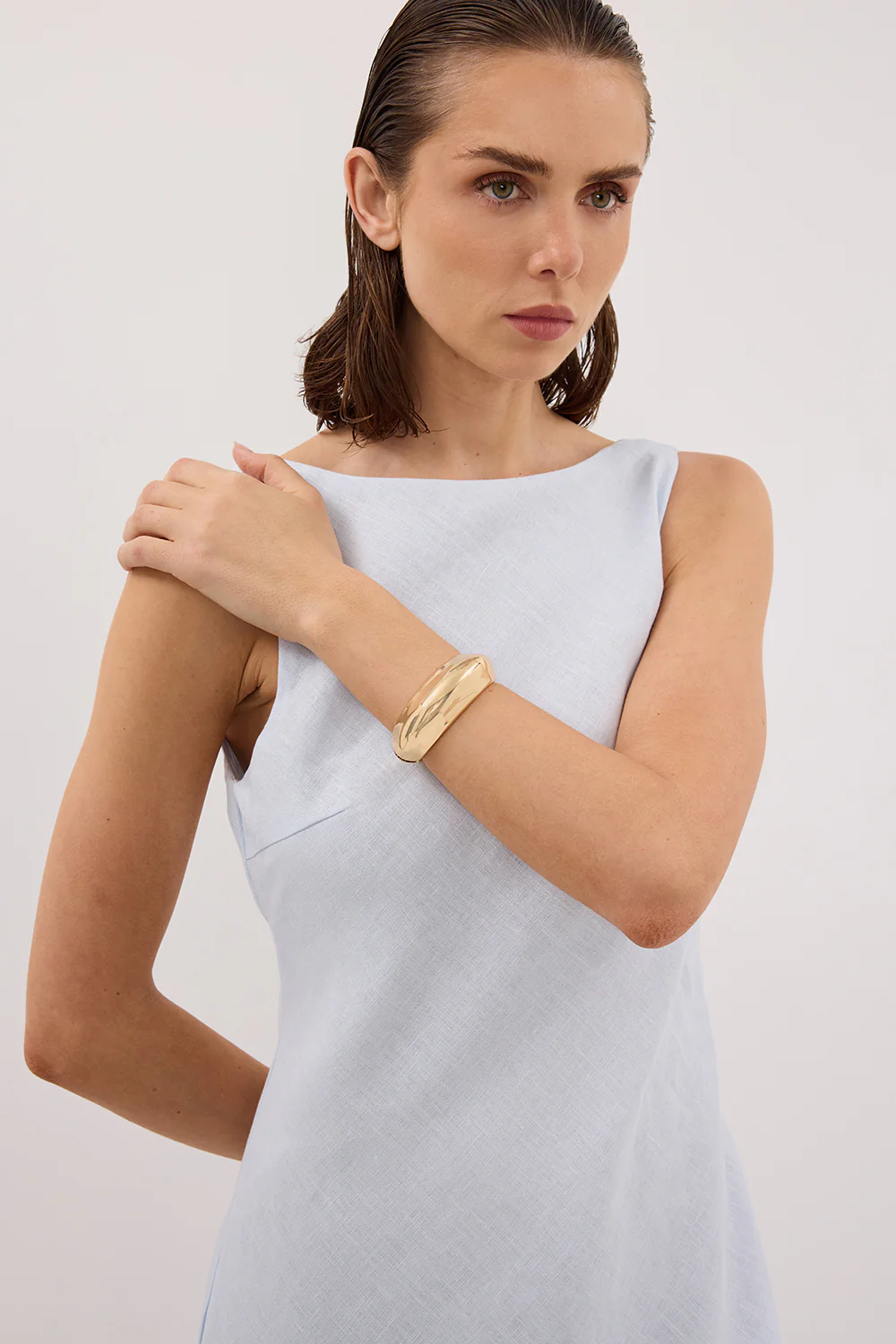 LACY CORNFLOWER SLEEVELESS LINEN MIDI DRESS - Gamepaces