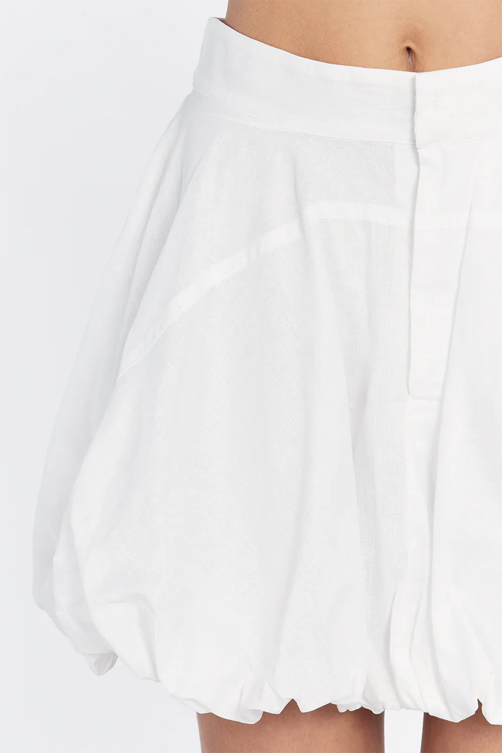 MARIA WHITE LINEN MINI SKIRT - Gamepaces