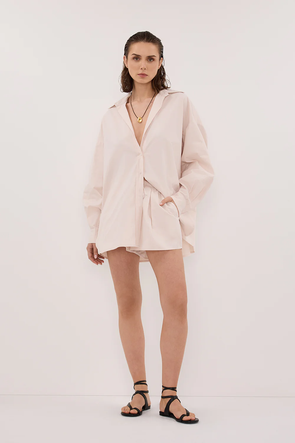 RAQUEL POWDER LONG SLEEVE COTTON POPLIN SHIRT - Gamepaces