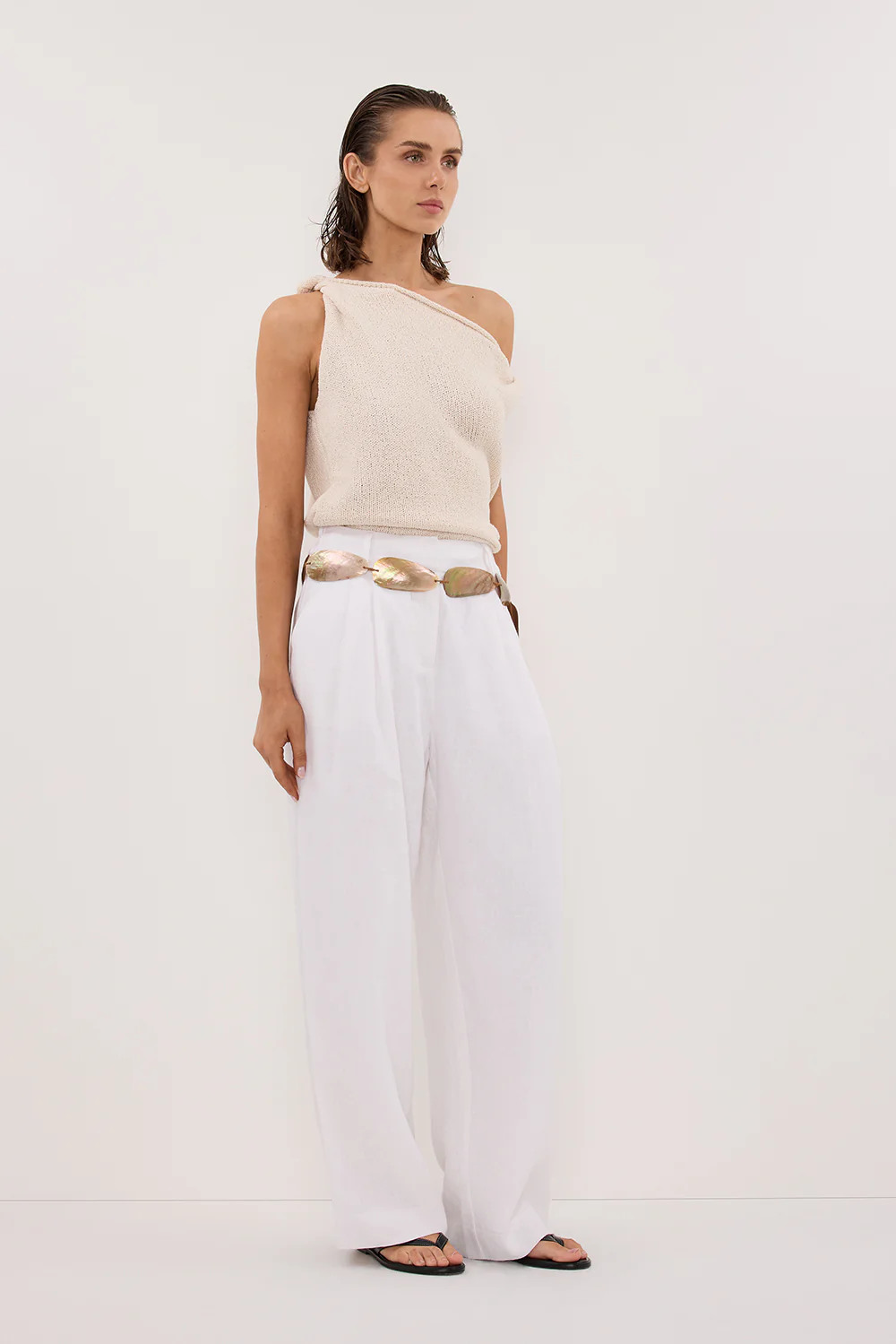 KARA SANDSTONE ASYM KNIT TOP - Gamepaces