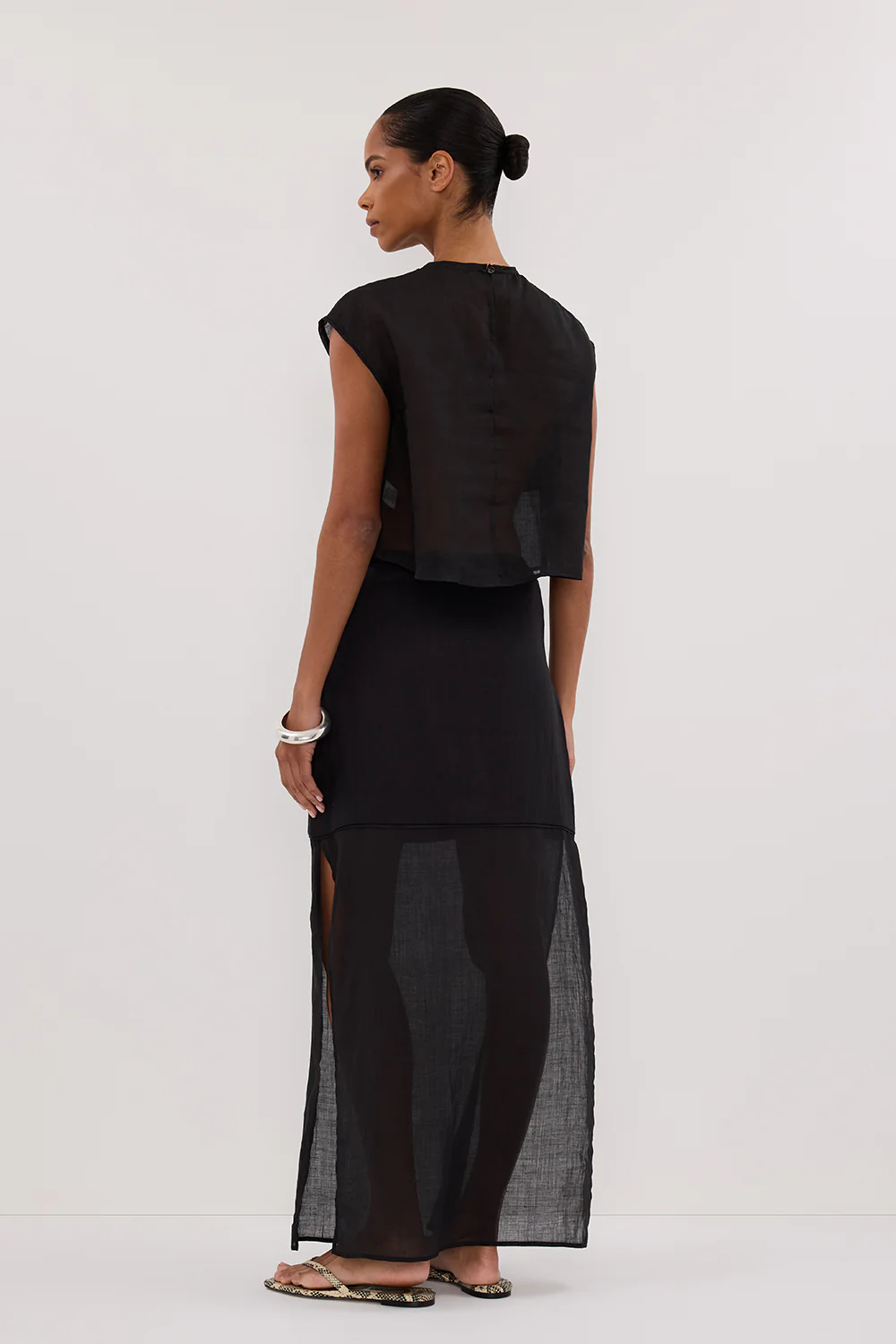 KAI BLACK RAMIE PANELLED TOP - Gamepaces