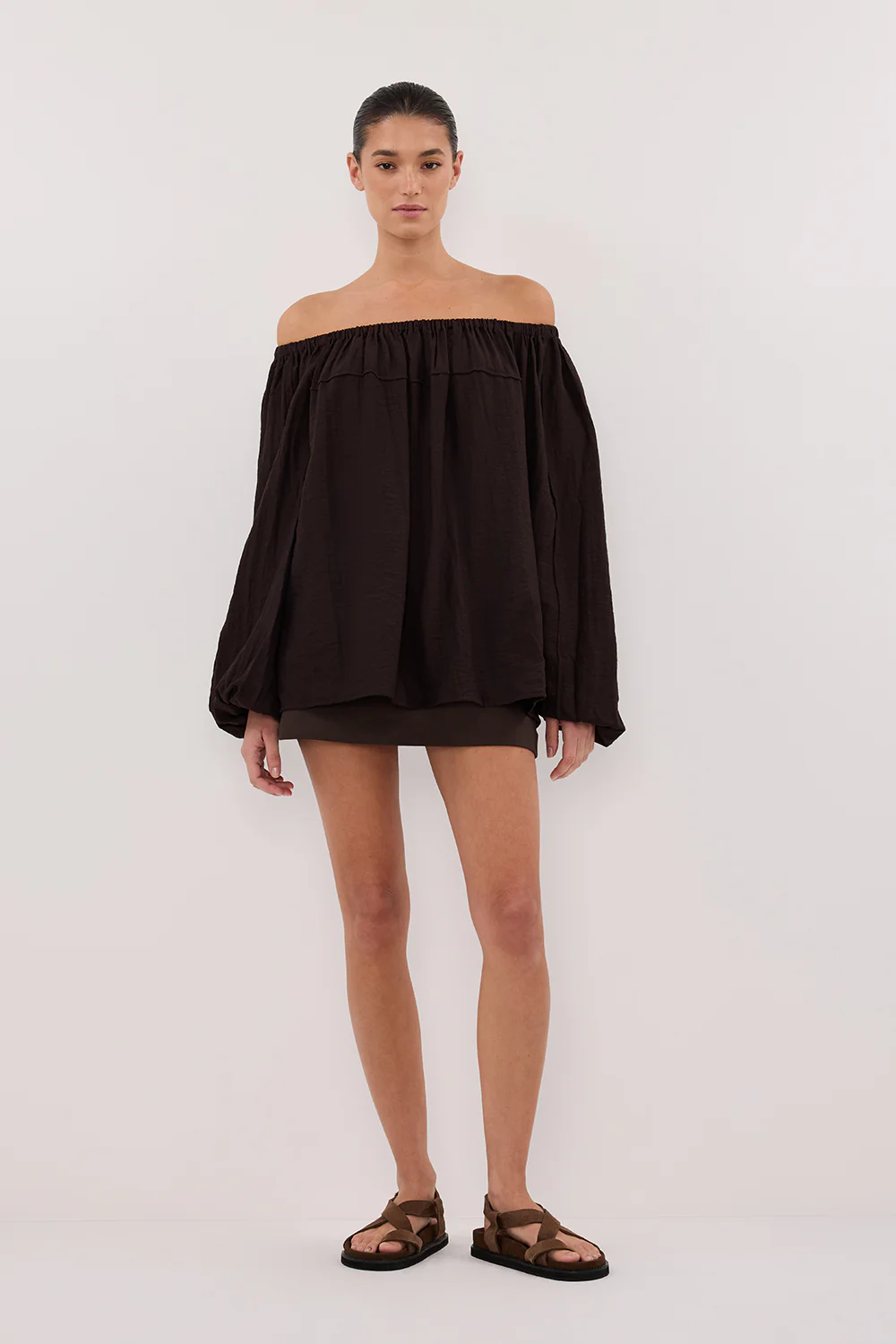 SHANIYA BITTER CHOC LONG SLEEVE TOP - Gamepaces