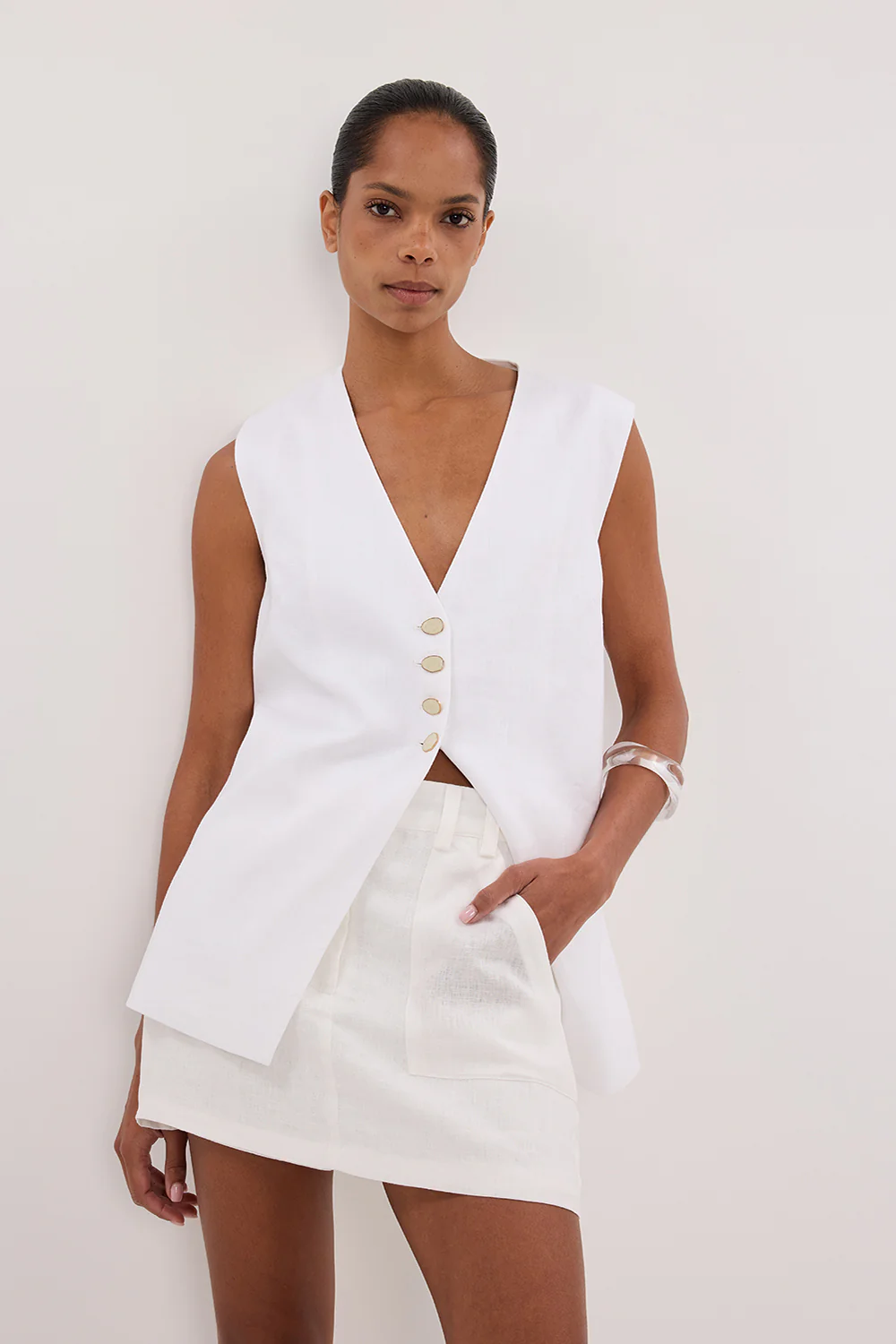EVA OFF WHITE LINEN SKORT - Gamepaces