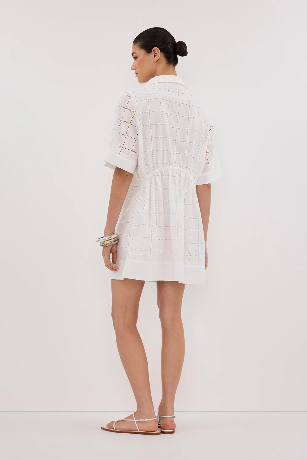 OWEN WHITE SLEEVED BRODERIE MINI DRESS - Gamepaces