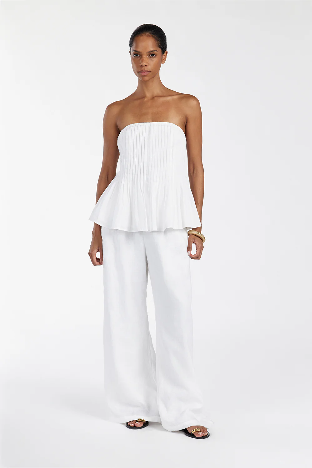 PAIGE WHITE LINEN BLEND STRAPLESS TOP - Gamepaces