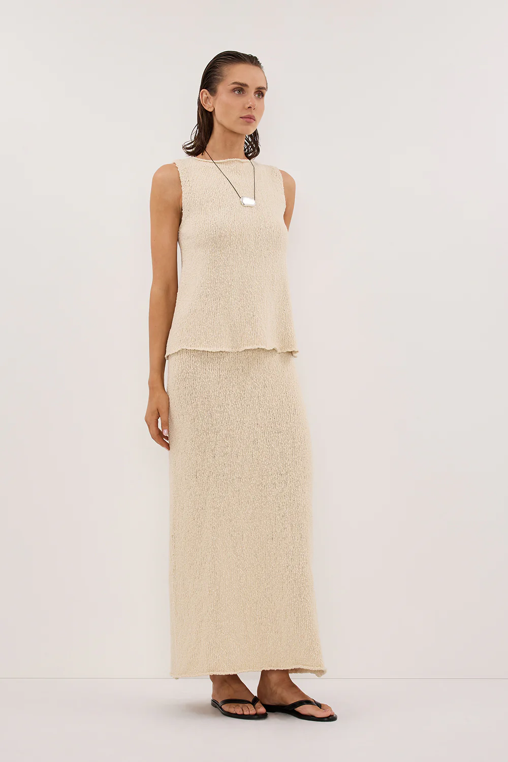 DINA NATURAL KNIT MIDI SKIRT - Gamepaces