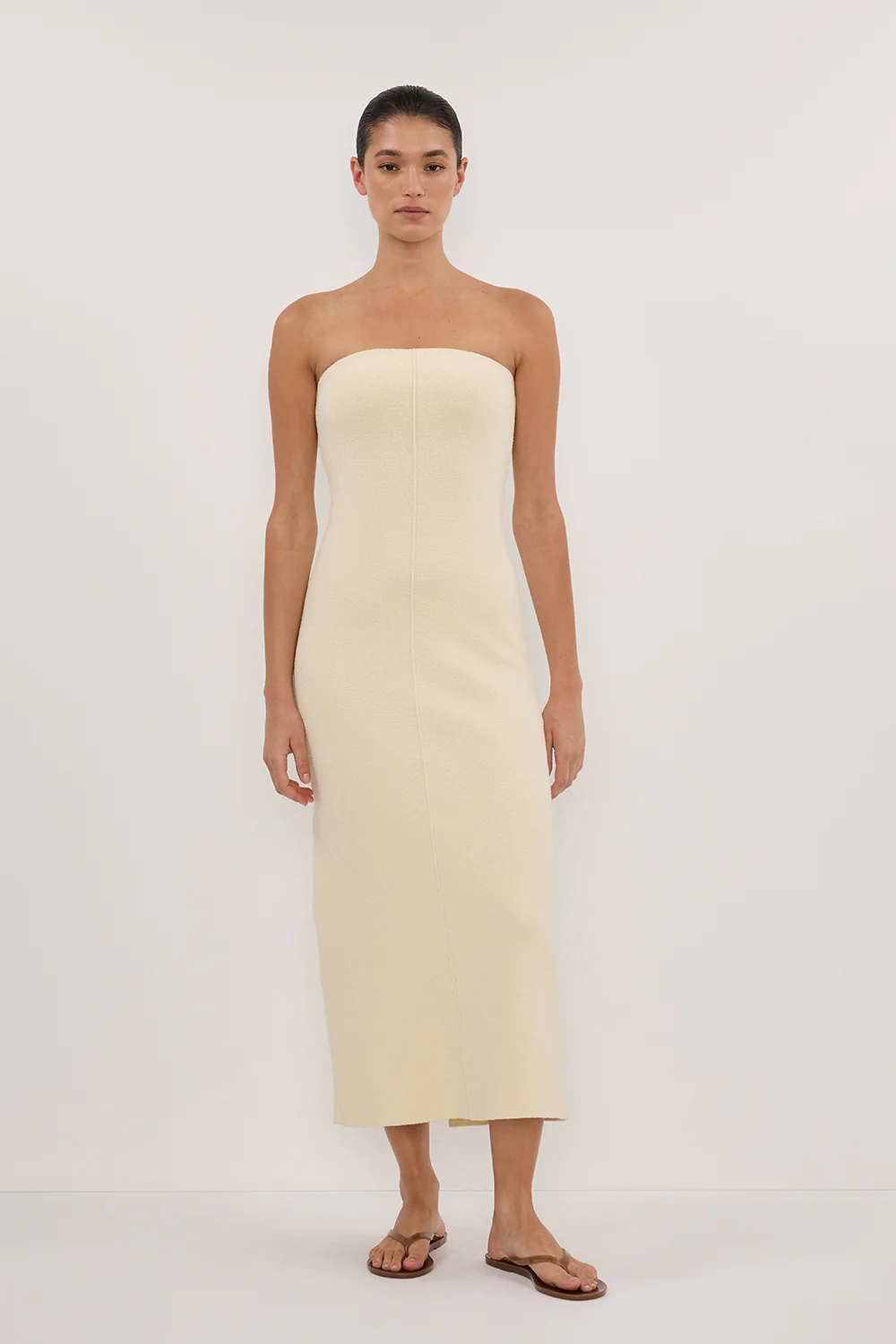 OWEN CREAM CREPE BANDEAU DRESS - Gamepaces