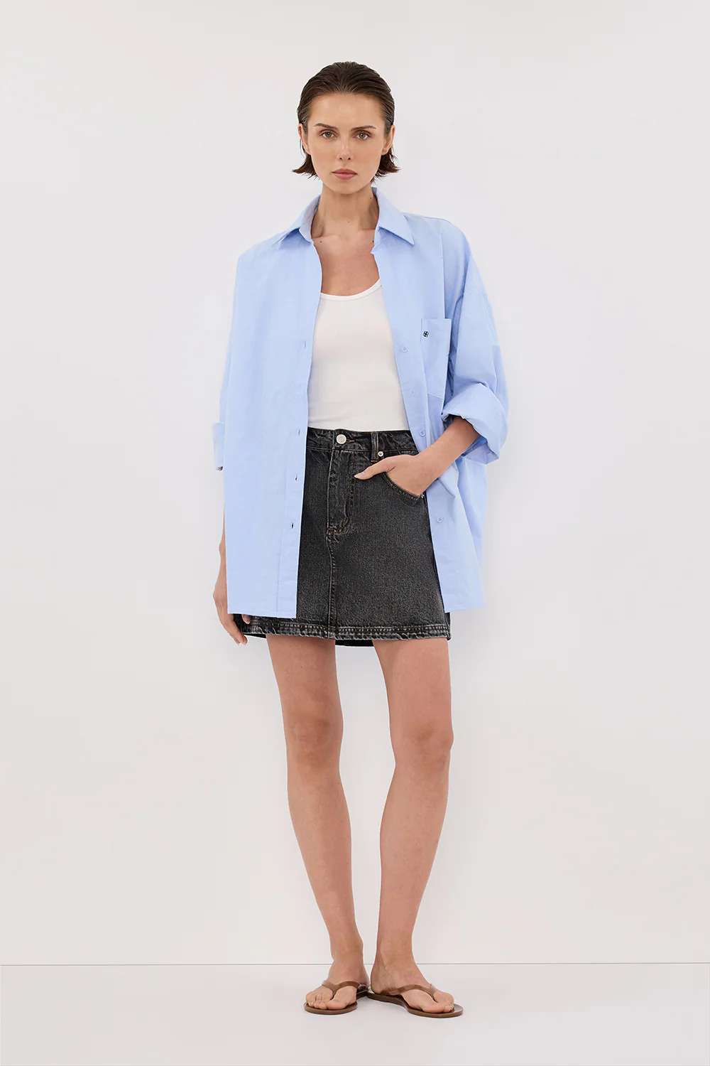 MASON WASHED BLACK DENIM MINI SKIRT - Gamepaces