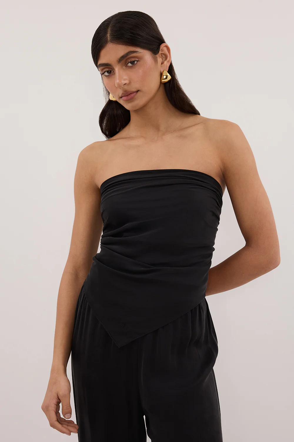 PERCY BLACK SILK SCARF TOP - Gamepaces