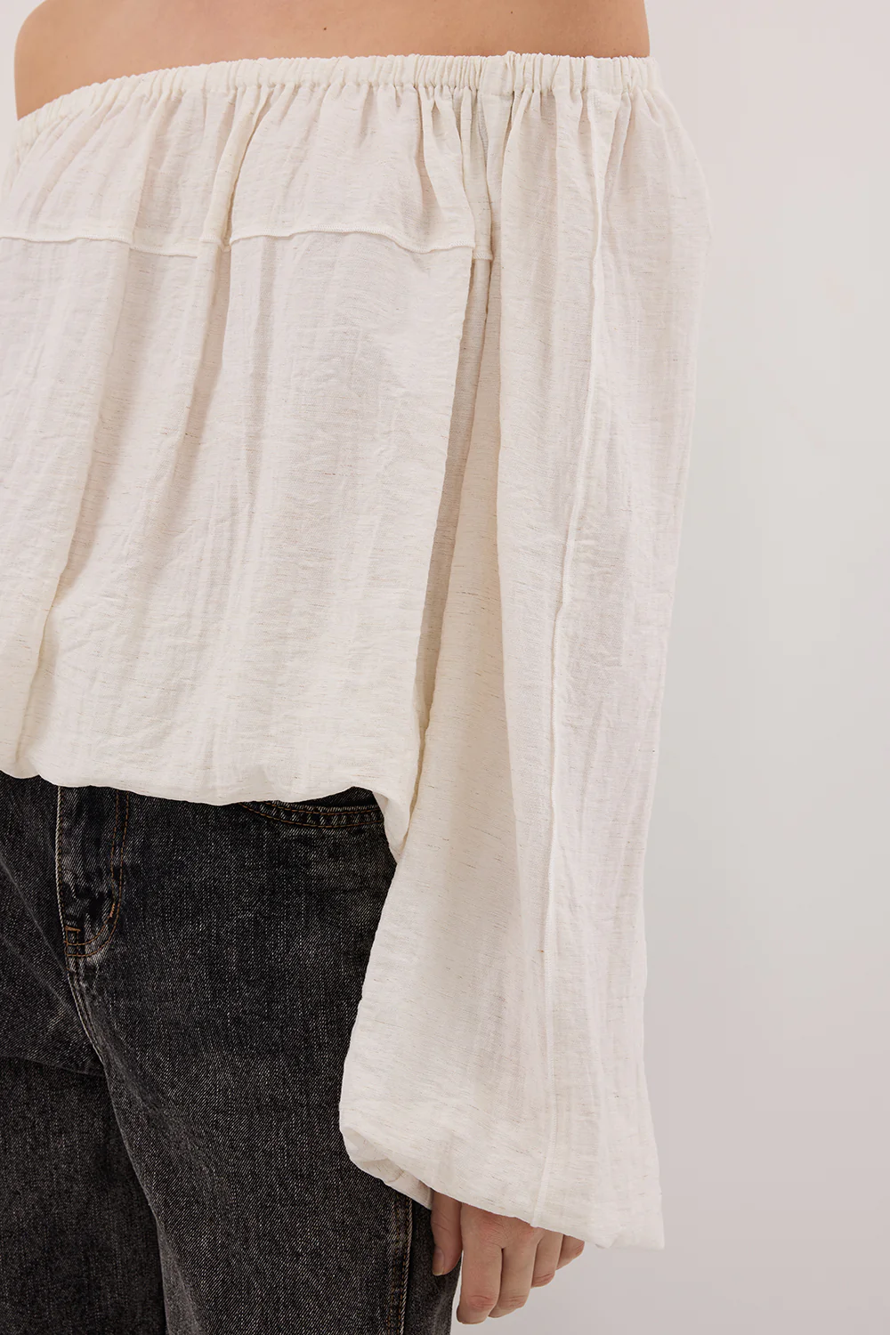 SHANIYA CREAM MARLE LONG SLEEVE TOP - Gamepaces