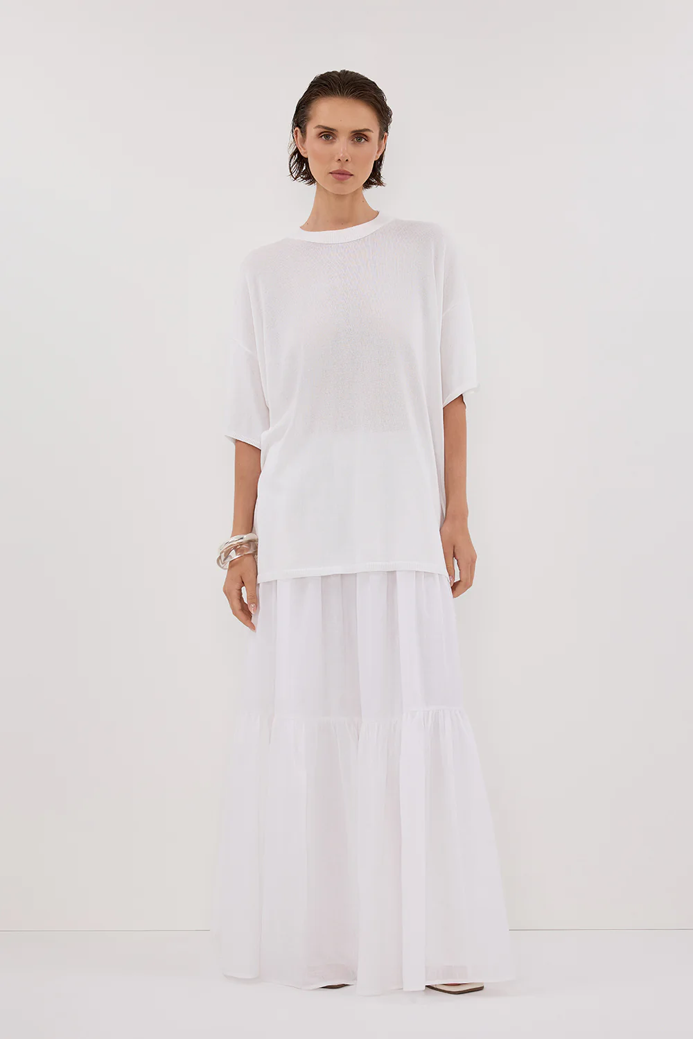 JACKI IVORY OVERSIZED KNIT TEE - Gamepaces