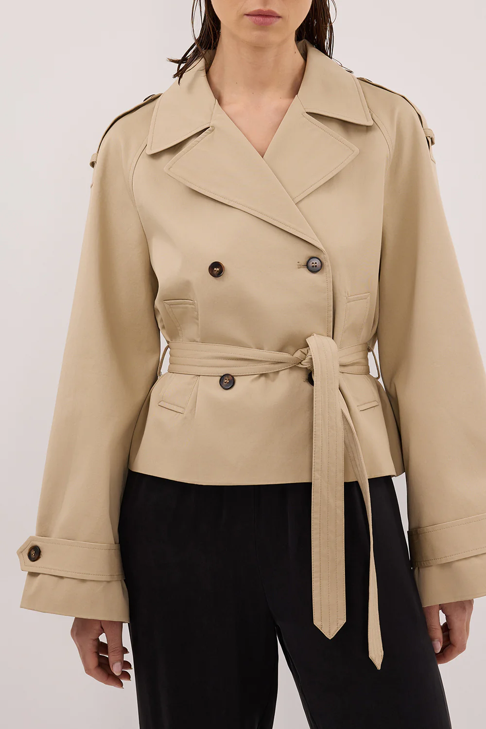 GABRIEL NATURAL CROPPED TRENCH COAT - Gamepaces