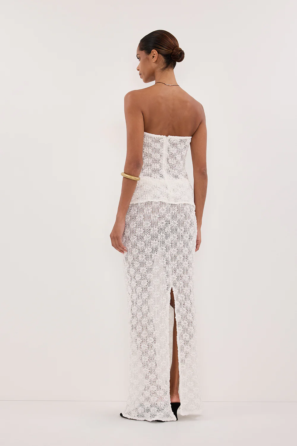 AGNES WHITE CROCHET COLUMN MIDI SKIRT - PRE ORDER - Gamepaces