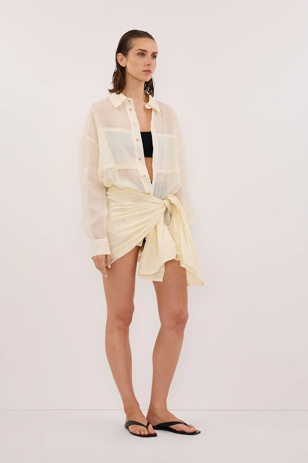 KAI STRAW OVERSIZED RAMIE LONG SLEEVE SHIRT - Gamepaces