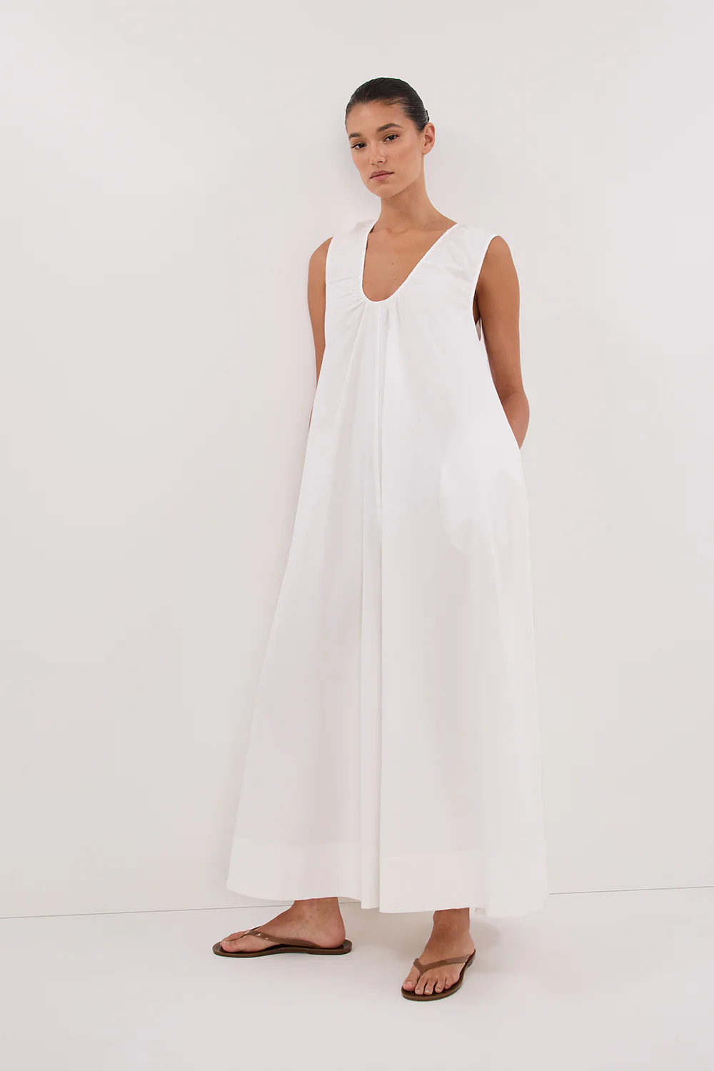 GABBY WHITE OVERSIZED COTTON MIDI DRESS - Gamepaces