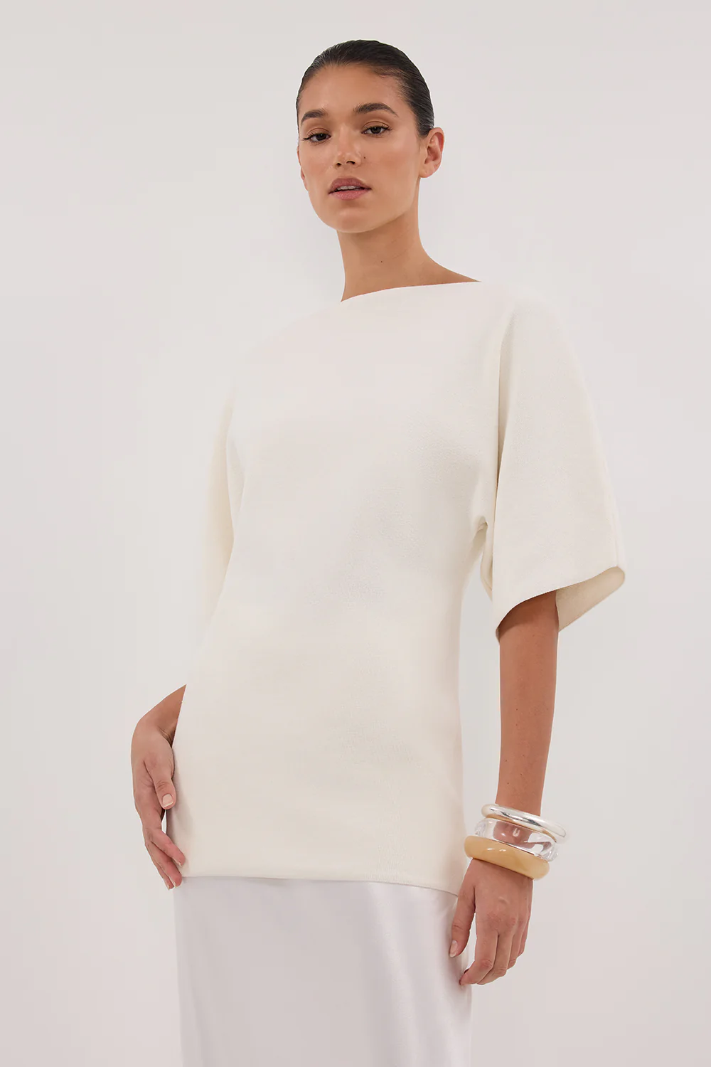 LIA IVORY SLEEVED KNIT TOP - Gamepaces