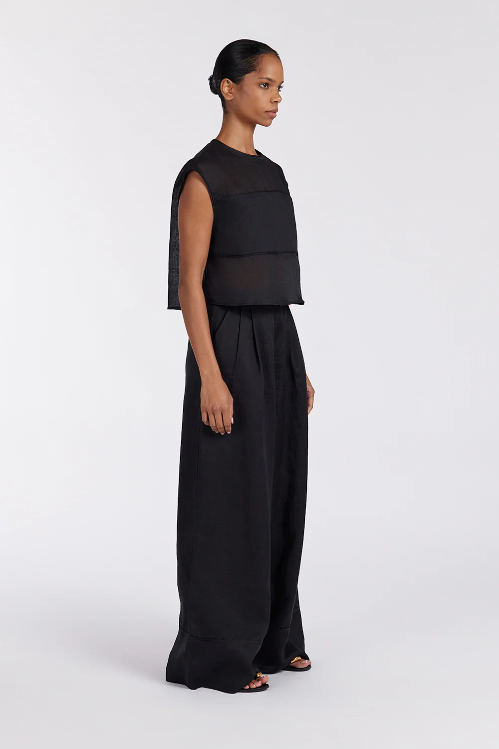 KAI BLACK RAMIE PANELLED TOP - Gamepaces