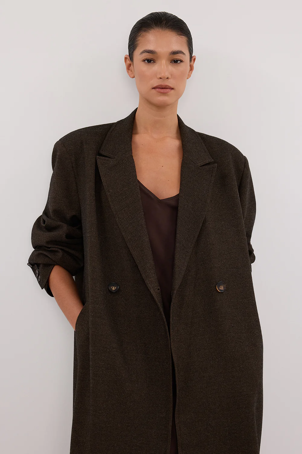 BENTLEY CHOCOLATE OVERSIZED COAT - Gamepaces