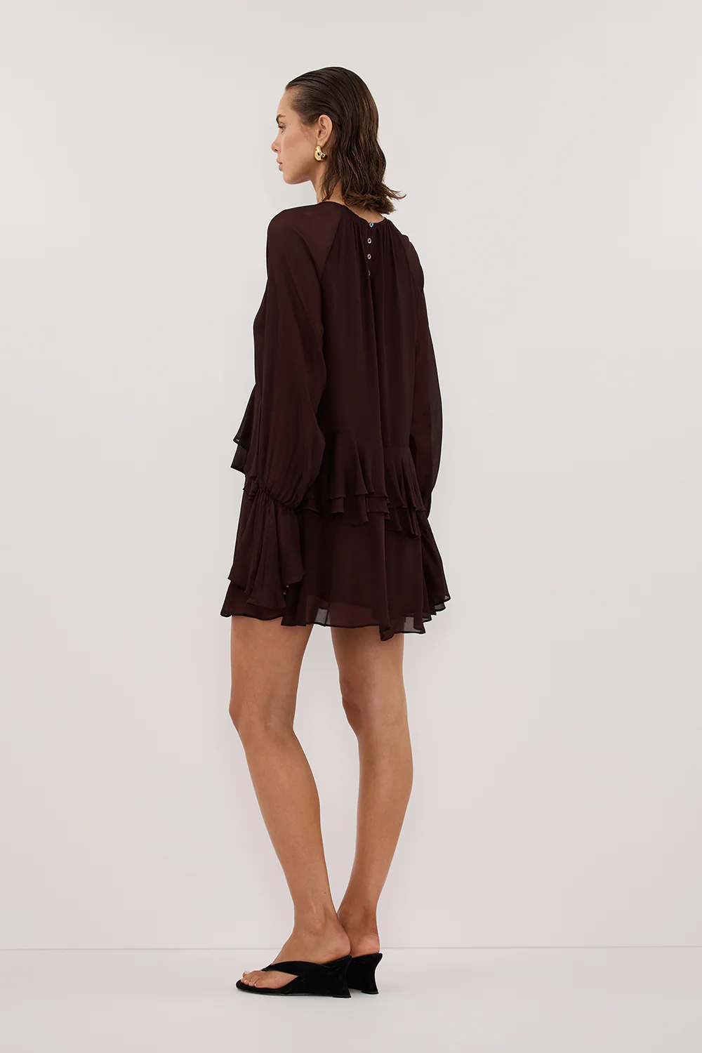 BODHI DARK CHOC LONG SLEEVE MINI DRESS - Gamepaces