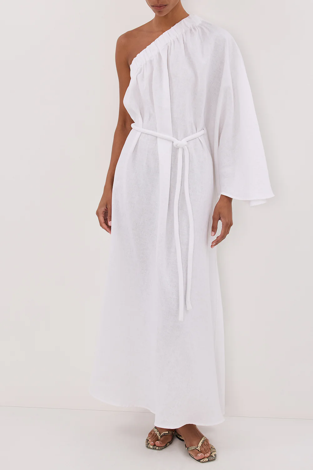 SALLY WHITE LINEN MIDI DRESS - Gamepaces
